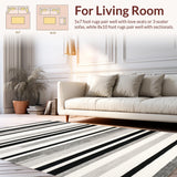 Ultra Soft Area Rug, Non Slip, Stain Resistant, Washable Area Rugs for Living Room, Bedroom, Contemporary Black and White Horizontal Striped Area Rug for Trendy Homes(Black)