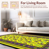 Ultra Soft Area Rug, Non Slip, Stain Resistant, Washable Area Rugs for Living Room, Bedroom, Dynamic Artistic Celebration Style(Yellow)