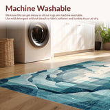 Ultra Soft Area Rug, Non Slip, Stain Resistant, Washable Area Rugs for Living Room, Bedroom, Ocean Dweller Carpet Shark and Fish Area Rug for Play Area(Blue)