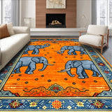 Ultra Soft Area Rug, Non Slip, Stain Resistant, Washable Area Rugs for Living Room, Bedroom, Vibrant Semi-Circle Wildlife Aesthetic(Orange)
