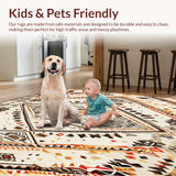 Ultra Soft Area Rug, Non Slip, Stain Resistant, Washable Area Rugs for Living Room, Bedroom, Rustic Boho with Layered Tribal Diamonds and Beige Highlights(Beige)
