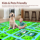 Ultra Soft Area Rug, Non Slip, Stain Resistant, Washable Area Rugs for Living Room, Bedroom, Vibrant Urban Playground Design(Green)