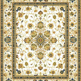 Ultra Soft Area Rug, Non Slip, Stain Resistant, Washable Area Rugs for Living Room, Bedroom, Classic Beige Area Intricate Floral Motifs(White)