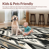 Ultra Soft Area Rug, Non Slip, Stain Resistant, Washable Area Rugs for Living Room, Bedroom, Mesa Vista Geometric Area With Authentic Tribal Artistry(Gray)