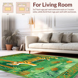 Ultra Soft Area Rug, Non Slip, Stain Resistant, Washable Area Rugs for Living Room, Bedroom, Whimsical Vintage Animal Illustration(Green)