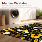 Ultra Soft Area Rug, Non Slip, Stain Resistant, Washable Area Rugs for Living Room, Bedroom, Vivid Whimsical Garden Scene(Black)