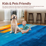 Ultra Soft Area Rug, Non Slip, Stain Resistant, Washable Area Rugs for Living Room, Bedroom, Stylish Abstract Cloud Formation(Blue)