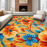 Ultra Soft Area Rug, Non Slip, Stain Resistant, Washable Area Rugs for Living Room, Bedroom, Richly Colored Abstract Floral Fusion(Orange)