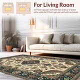 Ultra Soft Area Rug, Non Slip, Stain Resistant, Washable Area Rugs for Living Room, Bedroom, Chic Vintage Ogee Pattern Display(Beige)