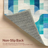 Ultra Soft Area Rug, Non Slip, Stain Resistant, Washable Area Rugs for Living Room, Bedroom, Chic Scallops Ribbon Artistic Bow Modern Curved Detailing(Blue)