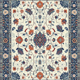 Ultra Soft Area Rug, Non Slip, Stain Resistant, Washable Area Rugs for Living Room, Bedroom, Transitional Vintage Floral Elegance(White)
