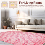 Ultra Soft Area Rug, Non Slip, Stain Resistant, Washable Area Rugs for Living Room, Bedroom, Vibrant Playful Petal Composition(Pink)