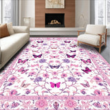 Ultra Soft Area Rug, Non Slip, Stain Resistant, Washable Area Rugs for Living Room, Bedroom, Lively Abstract Floral Elements(White)