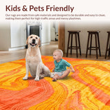 Ultra Soft Area Rug, Non Slip, Stain Resistant, Washable Area Rugs for Living Room, Bedroom, Whimsical Shaggy Orange Yellow Fusion(Yellow)