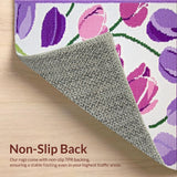 Ultra Soft Area Rug, Non Slip, Stain Resistant, Washable Area Rugs for Living Room, Bedroom, Fresh Blooming Tulip Arrangement Style(Purple)
