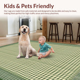 Ultra Soft Area Rug, Non Slip, Stain Resistant, Washable Area Rugs for Living Room, Bedroom, Rustic Vintage Striped Elegance(Green)
