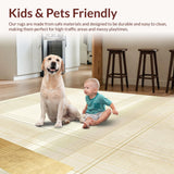 Ultra Soft Area Rug, Non Slip, Stain Resistant, Washable Area Rugs for Living Room, Bedroom, Abstract Gold Accent Line Area(Beige)