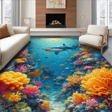 Ultra Soft Area Rug, Non Slip, Stain Resistant, Washable Area Rugs for Living Room, Bedroom, Oceanic Predator Area Rug Deep Sea Creature Carpet for Kids(Blue)