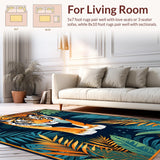 Ultra Soft Area Rug, Non Slip, Stain Resistant, Washable Area Rugs for Living Room, Bedroom, Bold Jungle-Inspired Artistry(Orange)