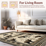 Ultra Soft Area Rug, Non Slip, Stain Resistant, Washable Area Rugs for Living Room, Bedroom, Vintage Lodge Natural Aesthetic(Brown)