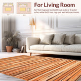 Ultra Soft Area Rug, Non Slip, Stain Resistant, Washable Area Rugs for Living Room, Bedroom, Sophisticated Minimalist Orange Palette(Orange)