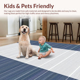 Ultra Soft Area Rug, Non Slip, Stain Resistant, Washable Area Rugs for Living Room, Bedroom, Elegant Navy and White Pattern(Blue)