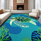 Ultra Soft Area Rug, Non Slip, Stain Resistant, Washable Area Rugs for Living Room, Bedroom, Whimsical Beachy Animal Design(Blue)