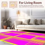 Ultra Soft Area Rug, Non Slip, Stain Resistant, Washable Area Rugs for Living Room, Bedroom, Eclectic Bold Geometric Styles(Pink)