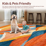 Ultra Soft Area Rug, Non Slip, Stain Resistant, Washable Area Rugs for Living Room, Bedroom, Dynamic Playful Multi-Tonal Design(Orange)
