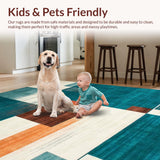 Ultra Soft Area Rug, Non Slip, Stain Resistant, Washable Area Rugs for Living Room, Bedroom, Chic Modern Geometric Touch(Blue)
