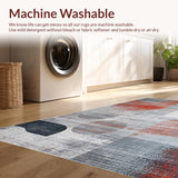 Ultra Soft Area Rug, Non Slip, Stain Resistant, Washable Area Rugs for Living Room, Bedroom, Elegant Soft Geometric Waves(Red)