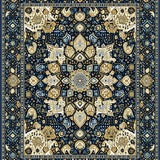 Intricate Design Non Shedding Beige and Gold(Blue)