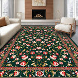 Ultra Soft Area Rug, Non Slip, Stain Resistant, Washable Area Rugs for Living Room, Bedroom, Rustic Faded Ornate Pattern(Green)