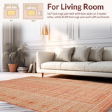 Ultra Soft Area Rug, Non Slip, Stain Resistant, Washable Area Rugs for Living Room, Bedroom, Elegant Soft Textured Tasseled Design(Orange)