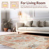 Ultra Soft Area Rug, Non Slip, Stain Resistant, Washable Area Rugs for Living Room, Bedroom, Sophisticated Earthy Geometric Arrangement(Red)