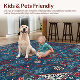 Ultra Soft Area Rug, Non Slip, Stain Resistant, Washable Area Rugs for Living Room, Bedroom, Dynamic Abstract Boho Fusion(Blue)