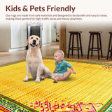 Ultra Soft Area Rug, Non Slip, Stain Resistant, Washable Area Rugs for Living Room, Bedroom, Playful Kaleidoscope Color Splash(Yellow)