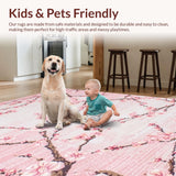 Ultra Soft Area Rug, Non Slip, Stain Resistant, Washable Area Rugs for Living Room, Bedroom, Charming Pink Floral Medallion(Pink)