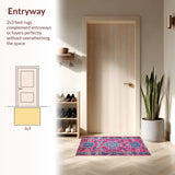 Ultra Soft Area Rug, Non Slip, Stain Resistant, Washable Area Rugs for Living Room, Bedroom, Modern Floral Stain Resistant Bedroom Area Rug(Pink)