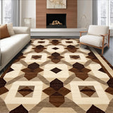 Ultra Soft Area Rug, Non Slip, Stain Resistant, Washable Area Rugs for Living Room, Bedroom, Stylish Brown Beige Geometric(Brown)
