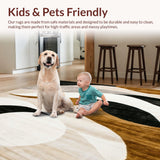 Ultra Soft Area Rug, Non Slip, Stain Resistant, Washable Area Rugs for Living Room, Bedroom, Barista Brew Abstract Area Mocha Swirl Collection(Beige)