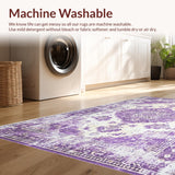 Ultra Soft Area Rug, Non Slip, Stain Resistant, Washable Area Rugs for Living Room, Bedroom, Sophisticated Ivy Medallion Style(Purple)