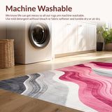 Ultra Soft Area Rug, Non Slip, Stain Resistant, Washable Area Rugs for Living Room, Bedroom, Chic Pink Gray Visual Harmony(Pink)