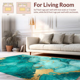 Ultra Soft Area Rug, Non Slip, Stain Resistant, Washable Area Rugs for Living Room, Bedroom, Sophisticated Turquoise Luxe Pattern(Green)