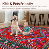 Ultra Soft Area Rug, Non Slip, Stain Resistant, Washable Area Rugs for Living Room, Bedroom, Educational Non-Slip Kids Bedroom Circular Rug(Red)