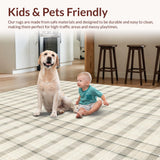 Ultra Soft Area Rug, Non Slip, Stain Resistant, Washable Area Rugs for Living Room, Bedroom, Sleek Neutral Geometric Motif(Beige)