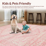 Ultra Soft Area Rug, Non Slip, Stain Resistant, Washable Area Rugs for Living Room, Bedroom, Coquette-Inspired Bow Pattern Rug with Scallop Detailing and Chic Vibe(Pink)
