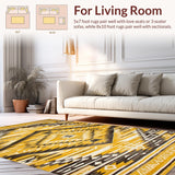 Ultra Soft Area Rug, Non Slip, Stain Resistant, Washable Area Rugs for Living Room, Bedroom, Sophisticated Geometric Trellis Style(Yellow)