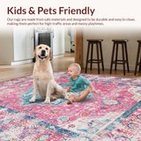 Ultra Soft Area Rug, Non Slip, Stain Resistant, Washable Area Rugs for Living Room, Bedroom, Vibrant Earthy Geometric Appeal(Pink)