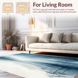 Ultra Soft Area Rug, Non Slip, Stain Resistant, Washable Area Rugs for Living Room, Bedroom, Tranquil Tides Rug Grey & Blue Non Shedding Carpet(Blue)